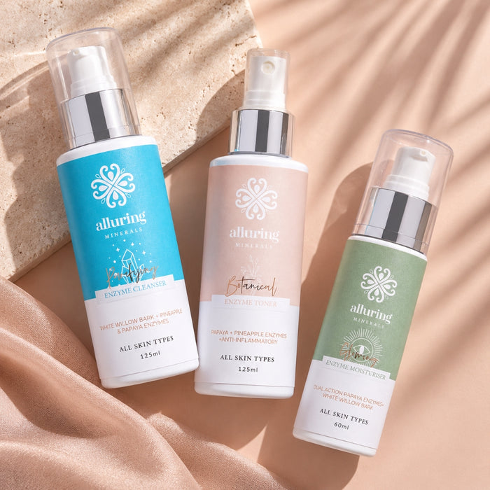 Skincare Cleanser, Toner and Moisturiser for combination and oily skin, alluring minerals