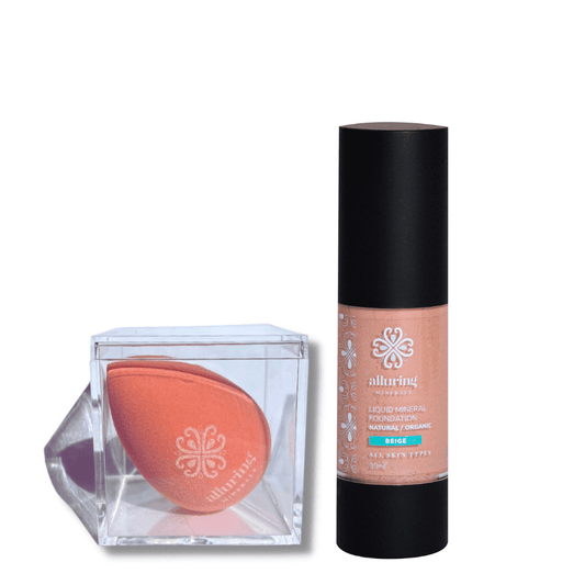 Liquid Mineral foundation + Beauty Blender - Alluring Minerals