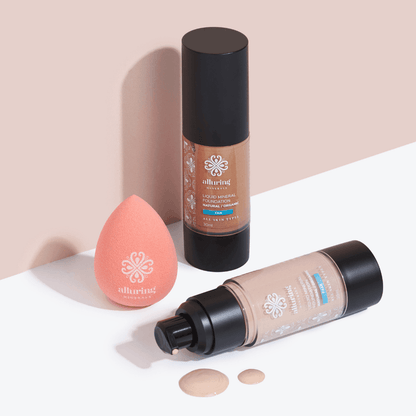 Liquid Mineral foundation + Beauty Blender - Alluring Minerals