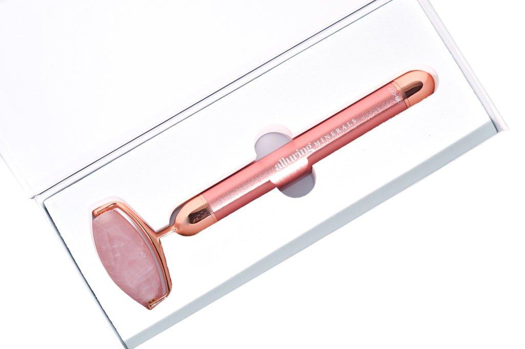 Vibrating Rose Quartz Roller for Sculpting & Glow | Alluring Minerals Vibrating Rose Quartz Roller for Sculpting & Glow | Alluring Minerals
