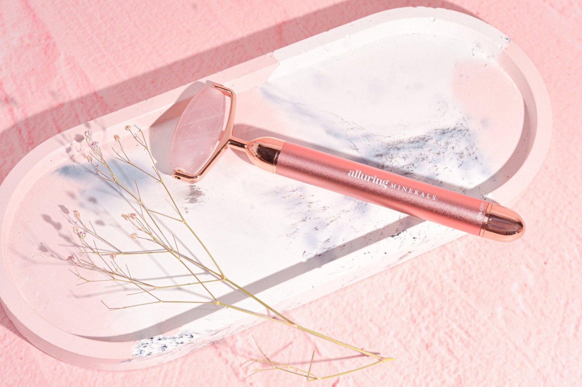 Vibrating Rose Quartz Roller - Alluring Minerals
